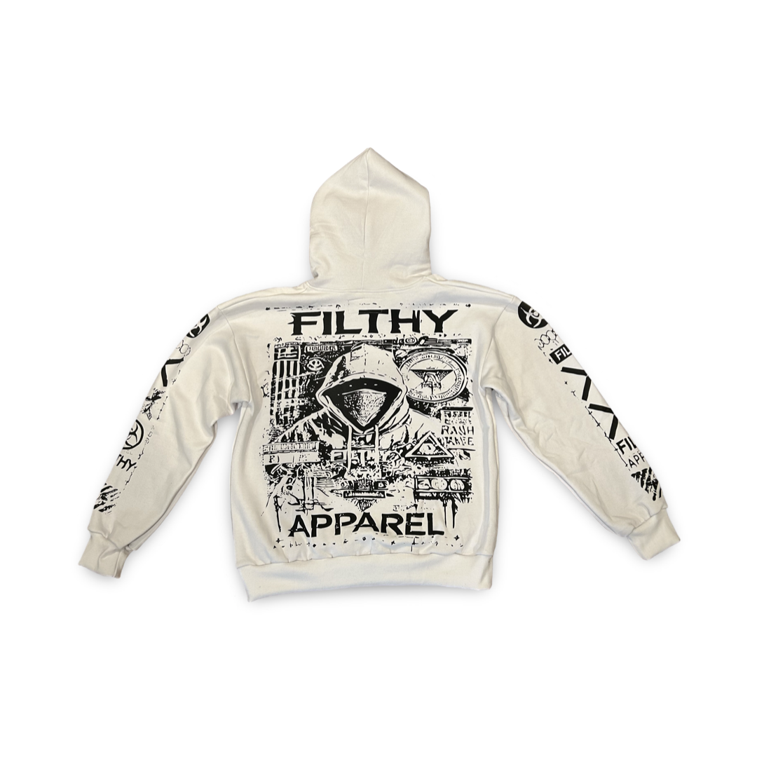 “SCEEN PRINT OVER SIZE HOODIE”