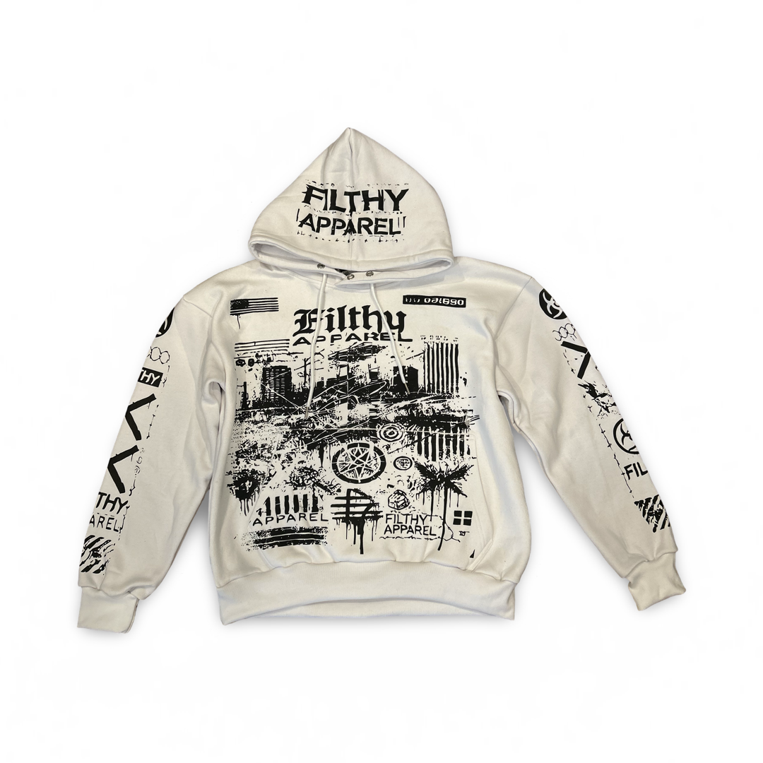 “SCEEN PRINT OVER SIZE HOODIE”